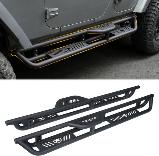 Running Boards Compatible with Jeep Wrangler JKU 2007-2018 4 Doors, 2-Stairs Stepped by Maiker Offroad