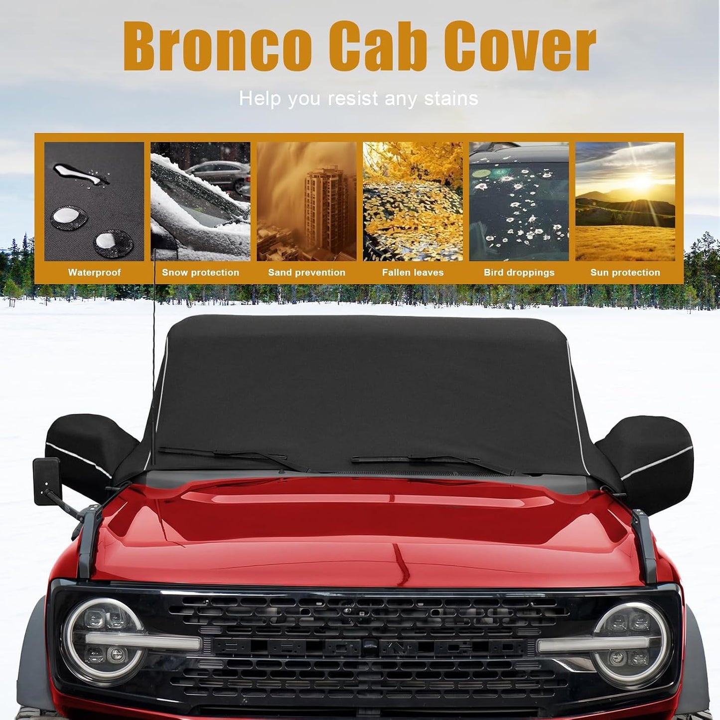 MAIKER Cab Cover for 2021-2026 Ford Bronco 4 Door, Waterproof 600D Oxford Car Cover All Weather Snow Sun Rain Cover