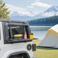 Rear Window Storage Molle Panel with Fold-Down Table for 2018–2025 Jeep Wrangler JL & JLU 4-Door Hardtop, Heavy-Duty Aluminum Cargo Rack for Camping & Off-Road Gear