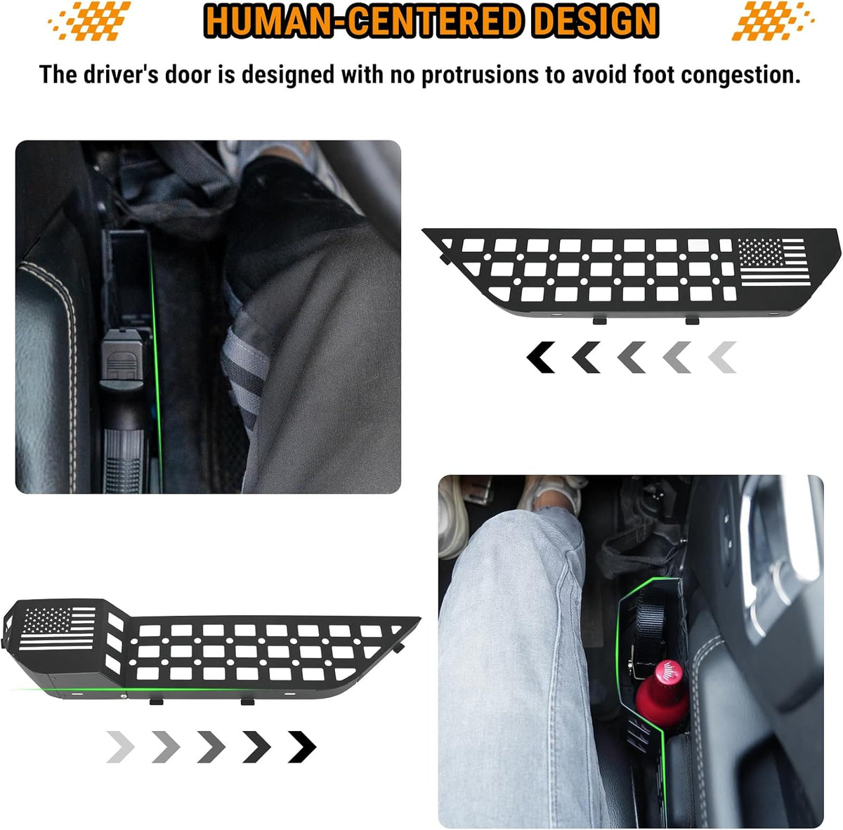 4PCS Front & Rear Metal Door Storage Box for 2018-2025 Jeep Wrangler JL JLU 4XE & 2020-2025 Gladiator JT, Insert Organizer Box Pockets for Replace Sagging Nets