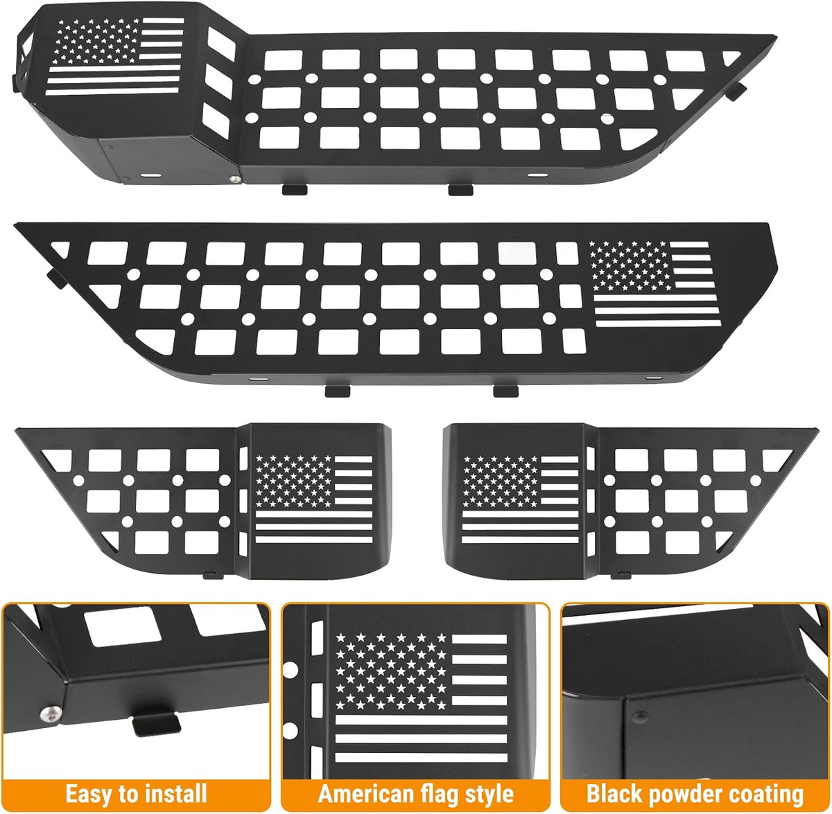 4PCS Front & Rear Metal Door Storage Box for 2018-2025 Jeep Wrangler JL JLU 4XE & 2020-2025 Gladiator JT, Insert Organizer Box Pockets for Replace Sagging Nets