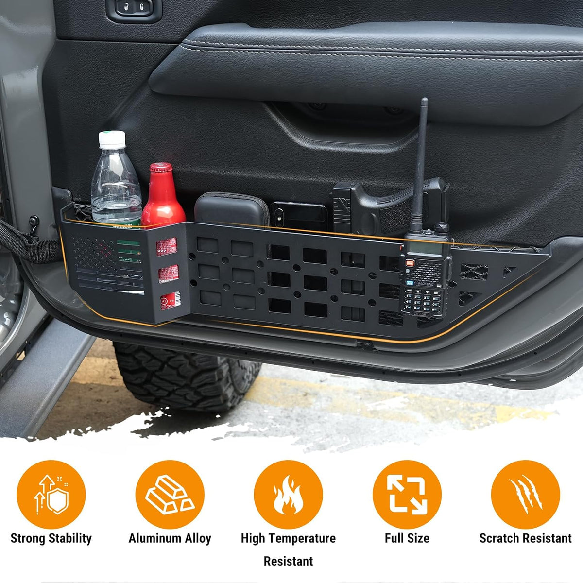 4PCS Front & Rear Metal Door Storage Box for 2018-2025 Jeep Wrangler JL JLU 4XE & 2020-2025 Gladiator JT, Insert Organizer Box Pockets for Replace Sagging Nets