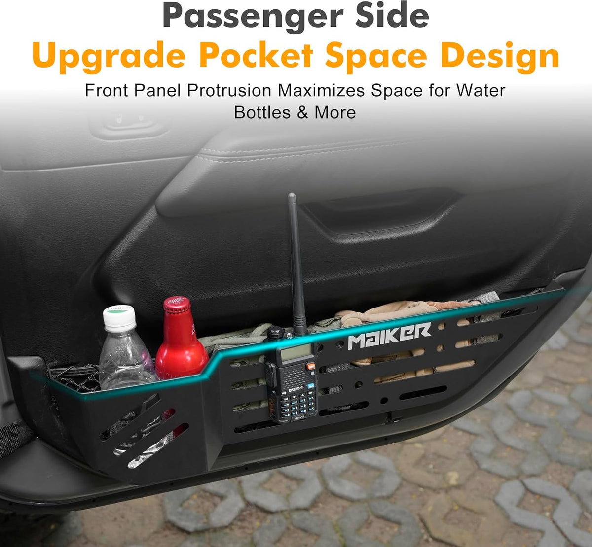 2 Pieces Metal Front Door Storage Box Side Insert Organizers Box for 2018-2024 Jeep Wrangler JL JLU 4XE & 2020-2024 Gladiator JT Replace Sagging Nets
