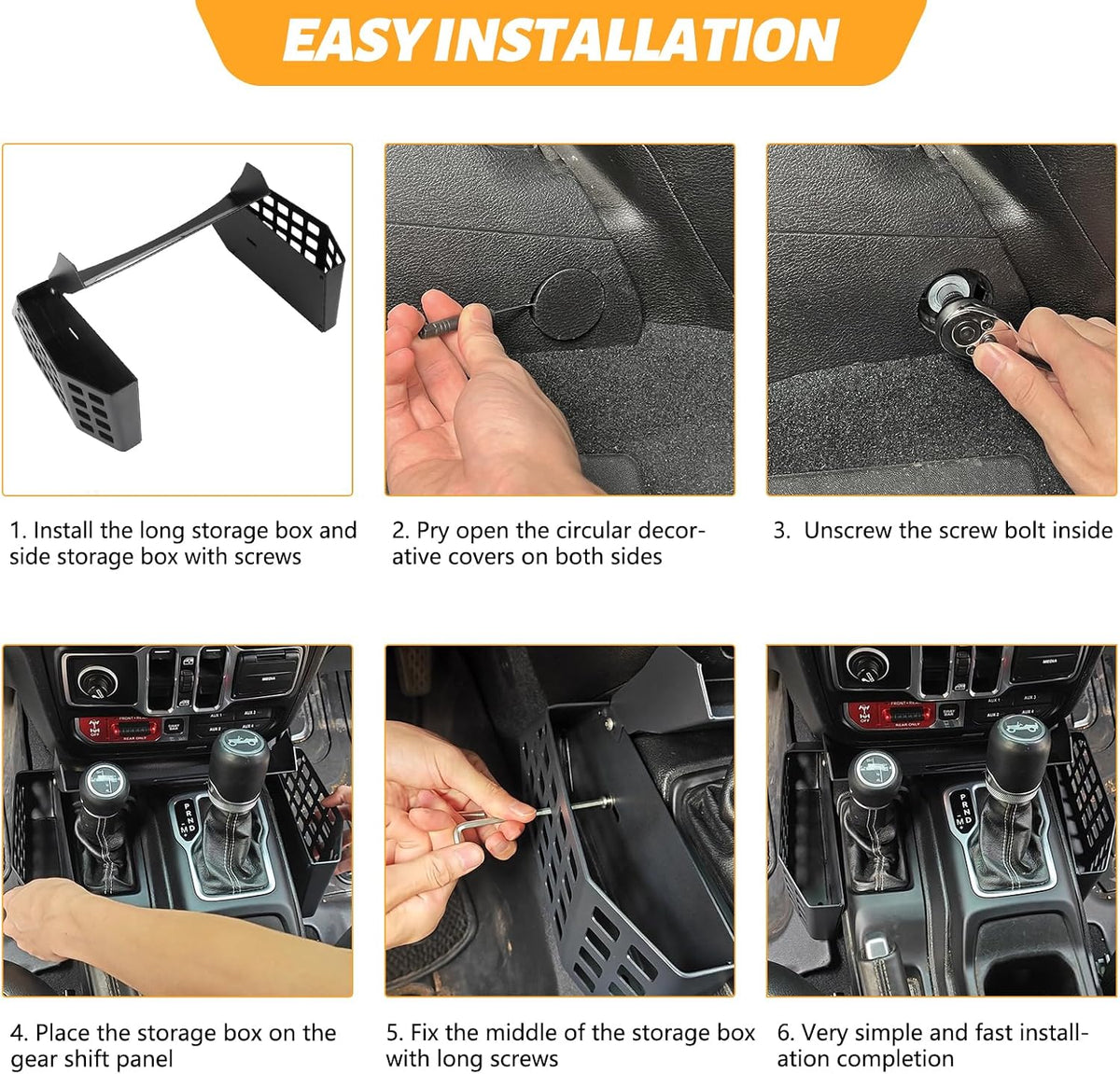 Tactical Center Console Gear Shift Storage Box Organizer for 2018-2025 Jeep Wrangler JL JLU Gladiator JT  (Only Fits Auto Transmission)