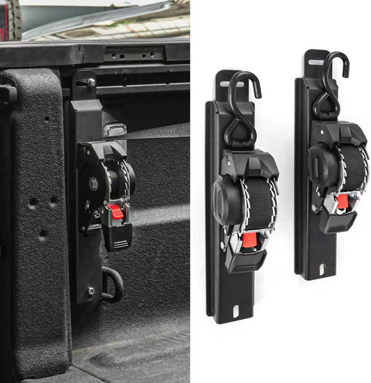 2PCS Retractable Ratchet Straps Compatible with 2020-2024 Jeep Gladiator JT Retracting Straps Auto Retract Securing Strap Tie Down System