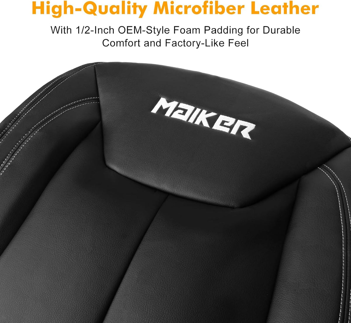 MAIKER Passenger / Driver Bottom Leather Seat Cover For 2007-2018 Jeep Wrangler JK