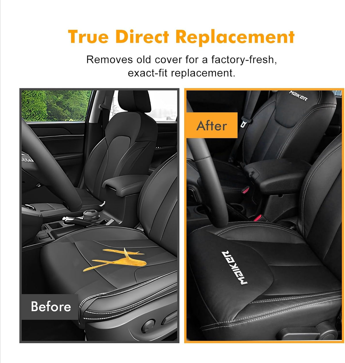 MAIKER Passenger / Driver Bottom Leather Seat Cover For 2007-2018 Jeep Wrangler JK