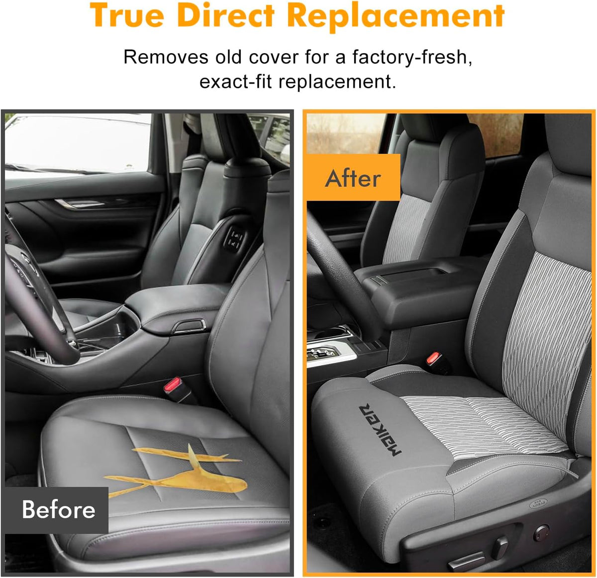 MAIKER OFF ROAD Driver / Passenger Seat Bottom Replacement Cover Compatible with Toyota Tundra 2014-2018