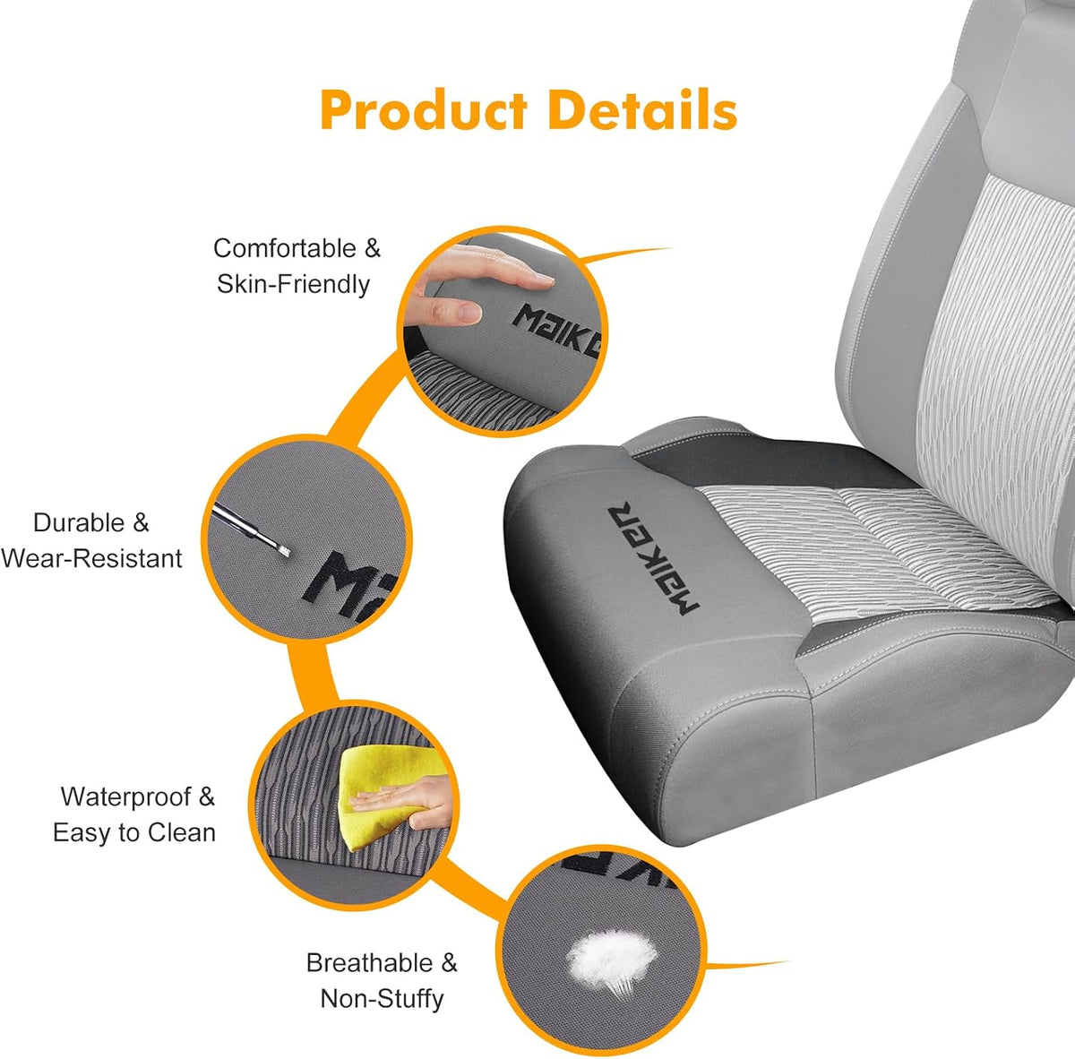 MAIKER OFF ROAD Driver / Passenger Seat Bottom Replacement Cover Compatible with Toyota Tundra 2014-2018