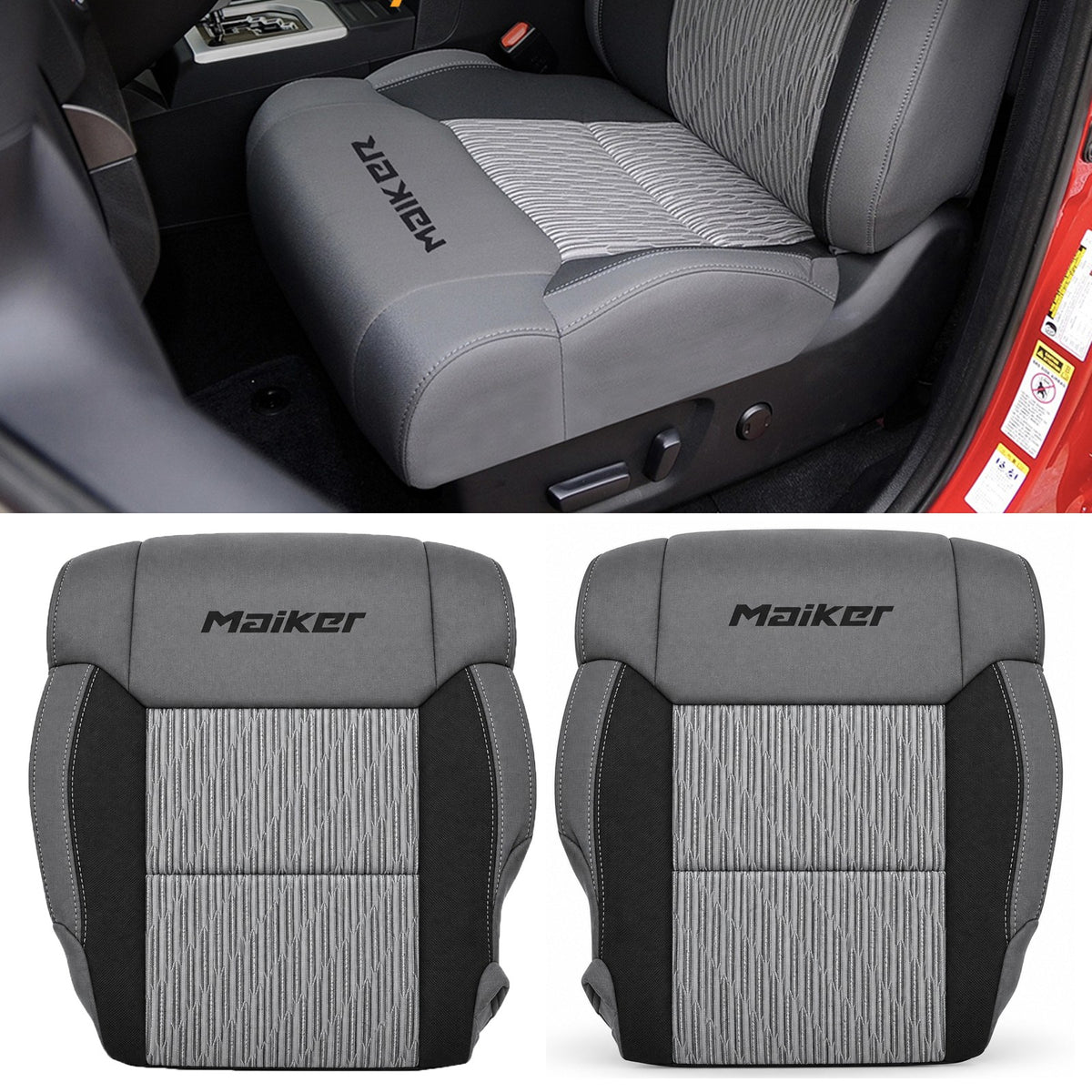 MAIKER OFF ROAD Driver / Passenger Seat Bottom Replacement Cover Compatible with Toyota Tundra 2014-2018
