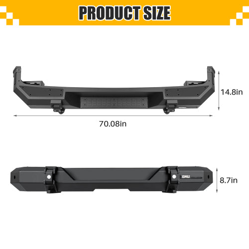 OMU Genesis Series Steel And Aluminum Rear Bumper For Jeep Wrangler JL 2018+