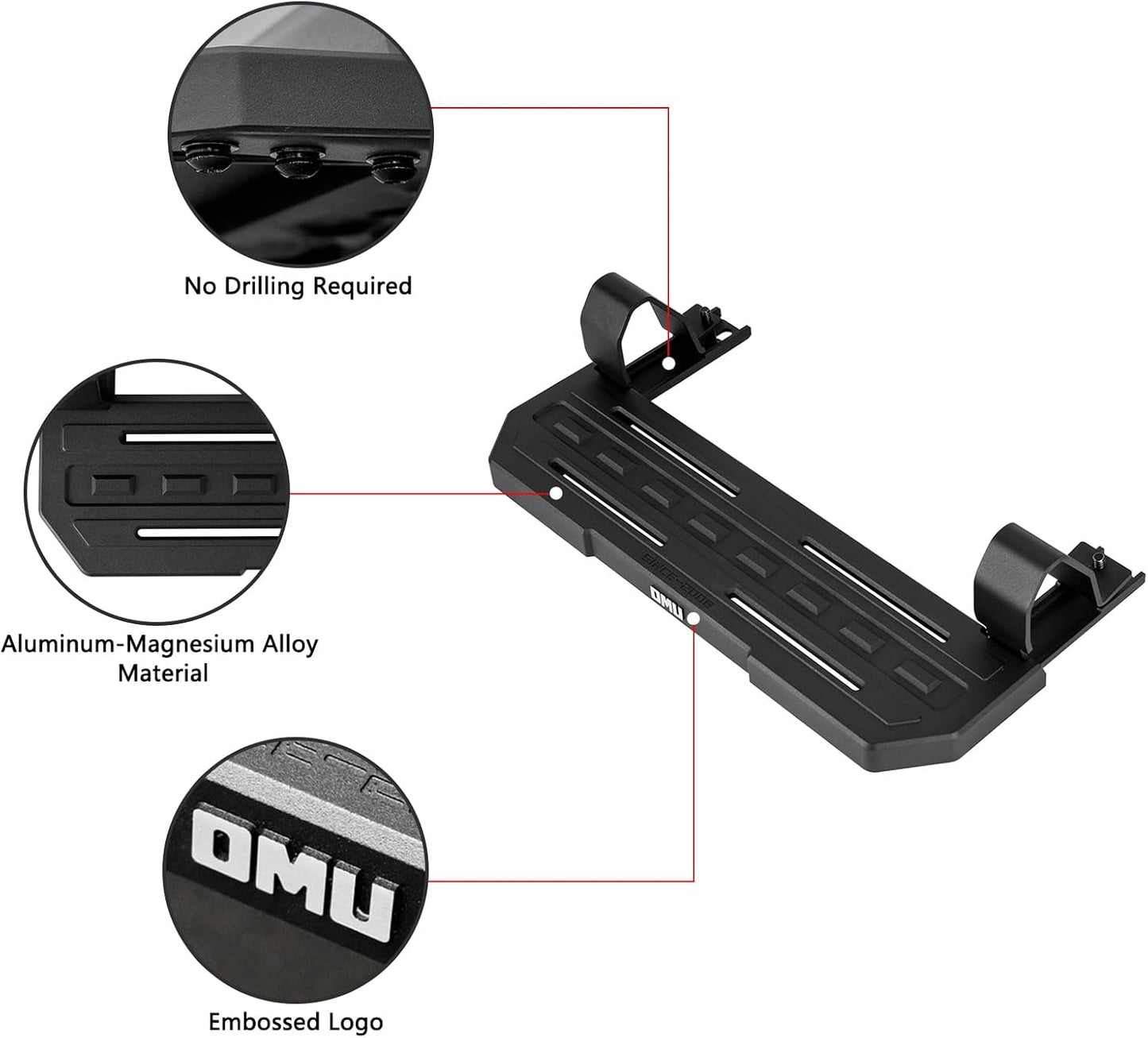 OMU 4Pcs Running Boards Side Steps Compatible with 2018-2024 Jeep Wrangler JL Rubicon & Willys 4 Doors OEM Rock Rail (Note: Not Fit Sahara and High Altitude Models)