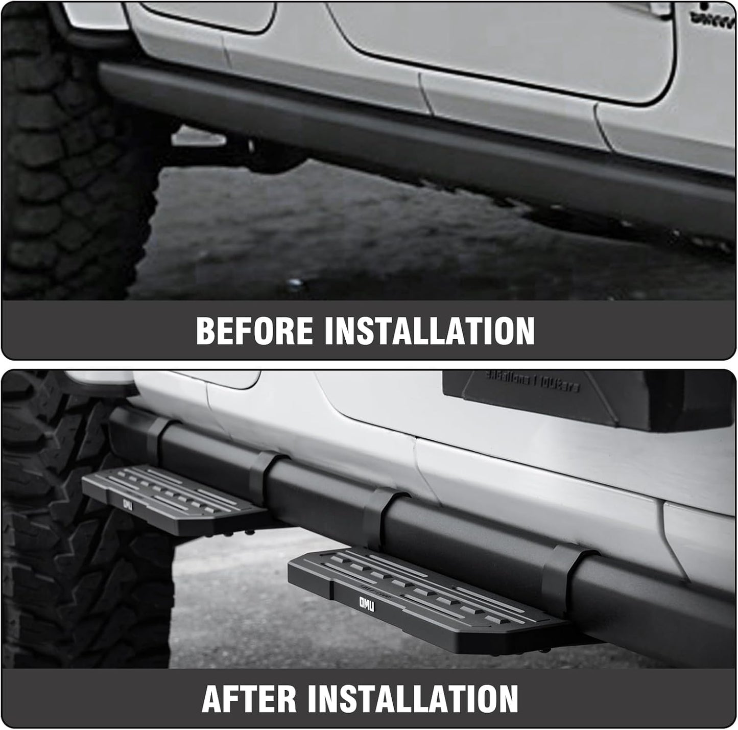 OMU 4Pcs Running Boards Side Steps Compatible with 2018-2024 Jeep Wrangler JL Rubicon & Willys 4 Doors OEM Rock Rail (Note: Not Fit Sahara and High Altitude Models)