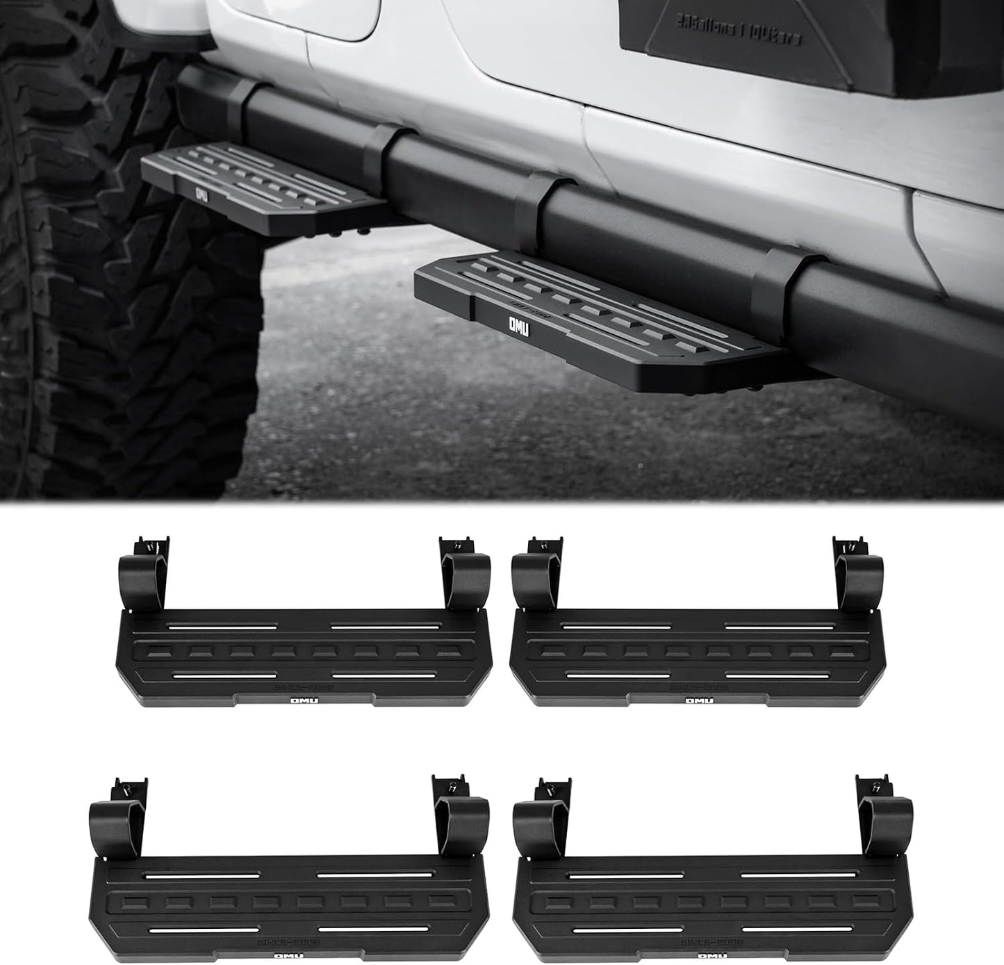 OMU 4Pcs Running Boards Side Steps Compatible with 2018-2024 Jeep Wrangler JL Rubicon & Willys 4 Doors OEM Rock Rail (Note: Not Fit Sahara and High Altitude Models)