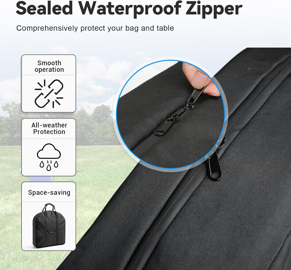 71" 84" Oval Foldable Poker Table Storage Bag  - Heavy Duty 600D Oxford Fabric with Cotton Cushioning Protection, Waterproof Poker Table Carrying Case with Waterproof Zipper, Side Pockets & Padded Shoulder Strap and Handles