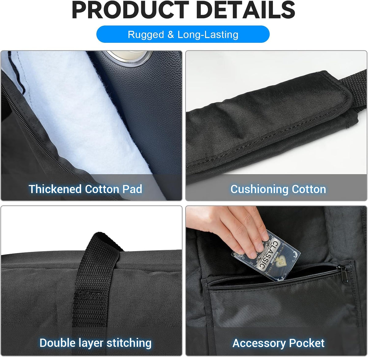 71" 84" Oval Foldable Poker Table Storage Bag  - Heavy Duty 600D Oxford Fabric with Cotton Cushioning Protection, Waterproof Poker Table Carrying Case with Waterproof Zipper, Side Pockets & Padded Shoulder Strap and Handles
