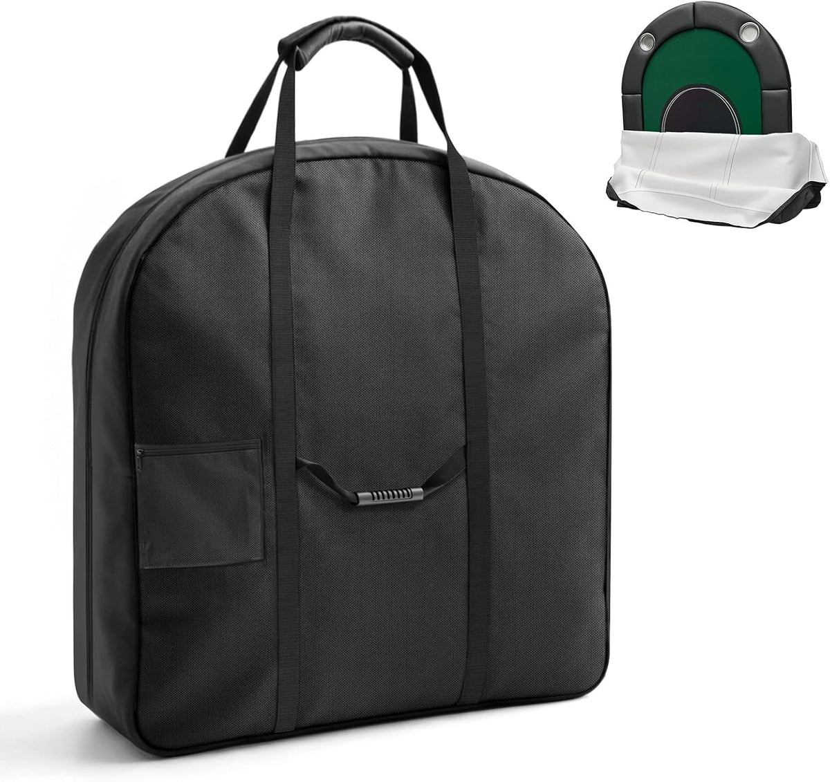 71" 84" Oval Foldable Poker Table Storage Bag  - Heavy Duty 600D Oxford Fabric with Cotton Cushioning Protection, Waterproof Poker Table Carrying Case with Waterproof Zipper, Side Pockets & Padded Shoulder Strap and Handles