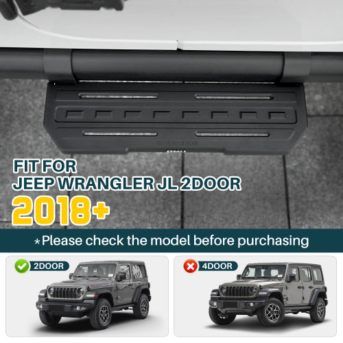 OMU 2Pcs Running Boards Side Steps for 2018+ Jeep Wrangler JL 2 Doors (Rubicon only) with OEM Rock Rails, Aluminum Non-Slip Step Pads for Factory Rock Sliders