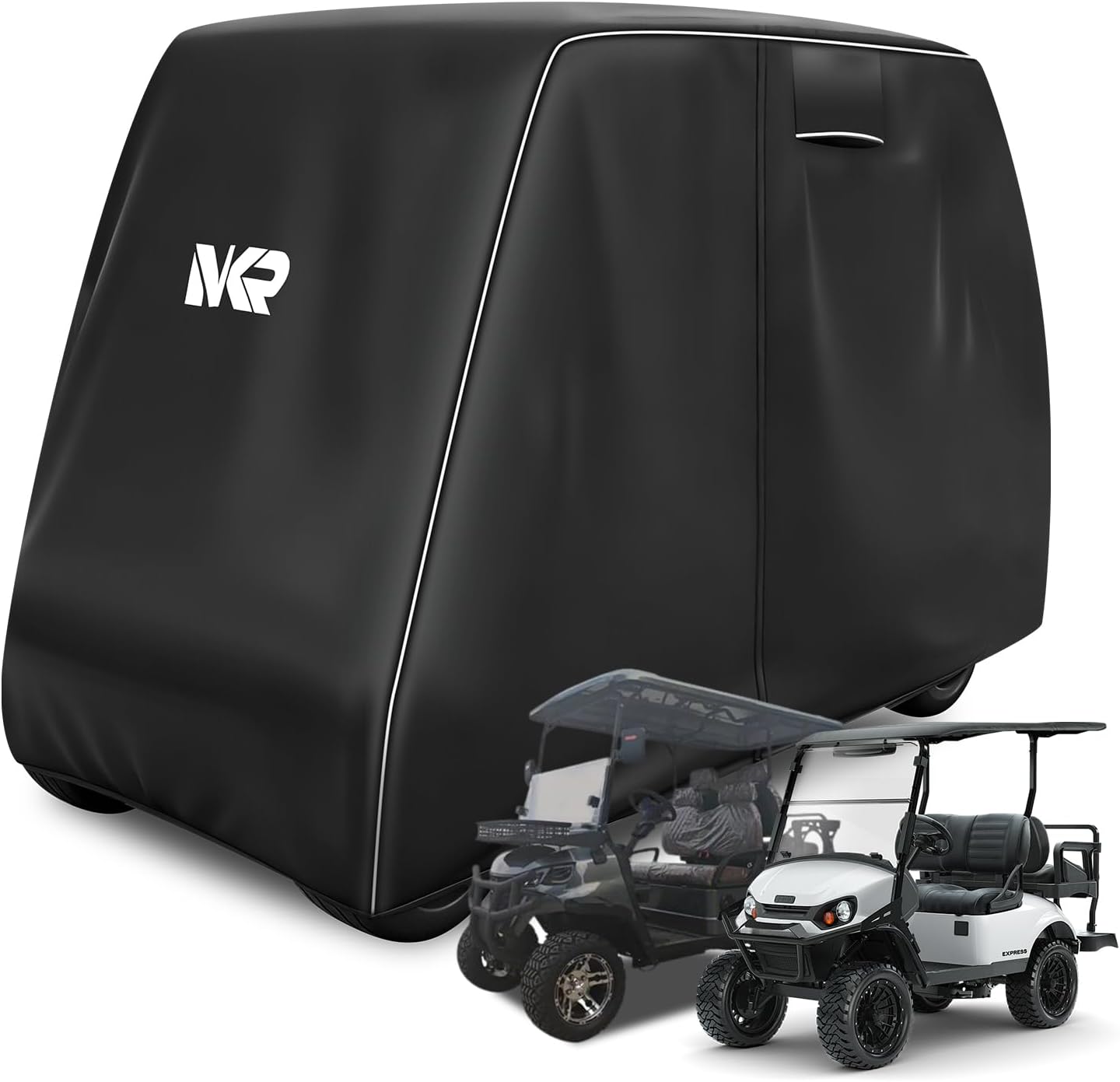 Maiker 600D Golf Cart Cover for 2/4/6 Passengers EZGO Yamaha Club Car, UV & Windproof with Reflective Stripes