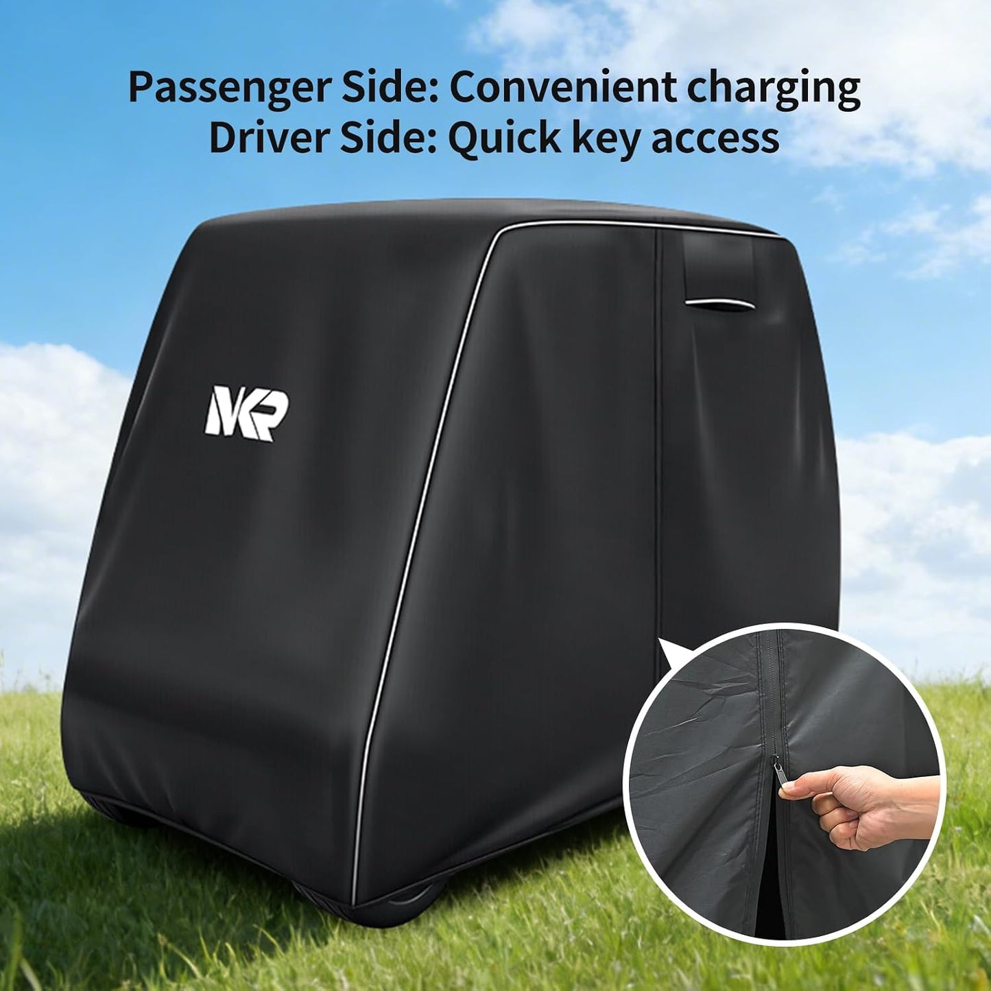 Maiker 600D Golf Cart Cover for 2/4/6 Passengers EZGO Yamaha Club Car, UV & Windproof with Reflective Stripes