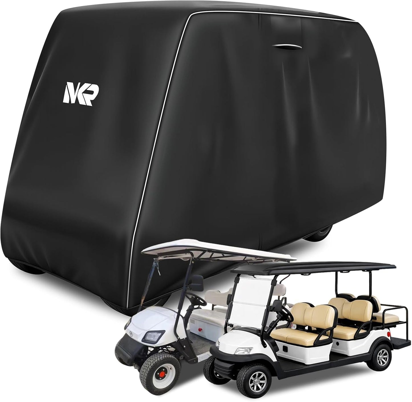 Maiker 600D Golf Cart Cover for 2/4/6 Passengers EZGO Yamaha Club Car, UV & Windproof with Reflective Stripes