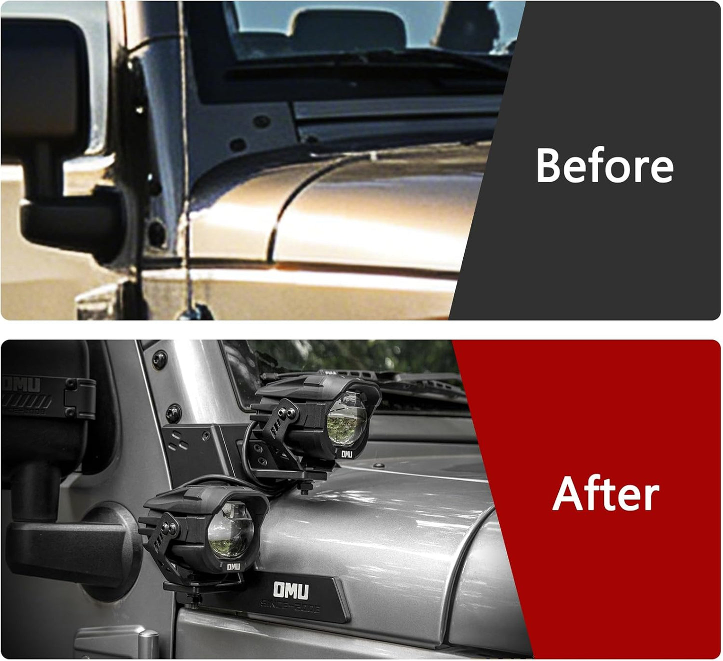 OMU Genesis Series A-Pillar Light Mounting System Compatible with 2017-2018 Jeep Wrangler JK Models, Auxiliary Light mounting Bracket