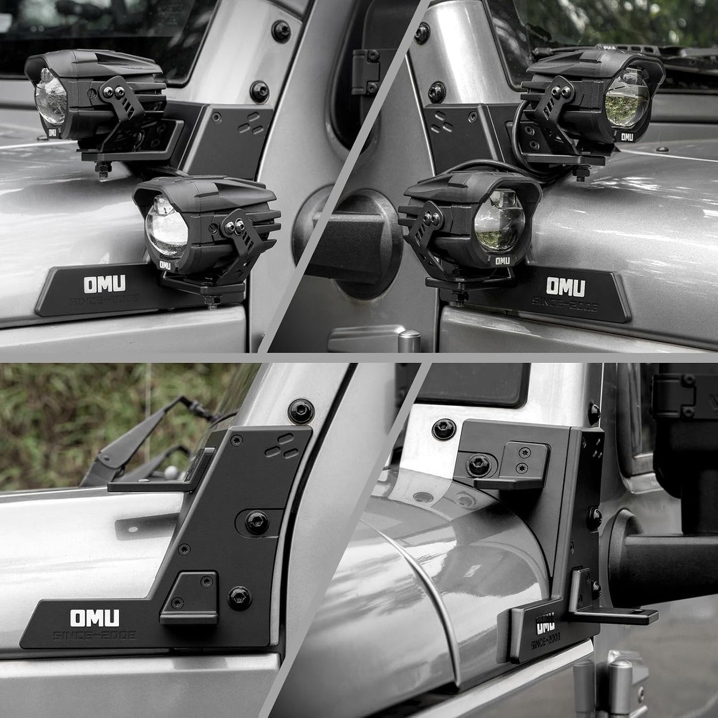 OMU Genesis Series A-Pillar Light Mounting System Compatible with 2017-2018 Jeep Wrangler JK Models, Auxiliary Light mounting Bracket