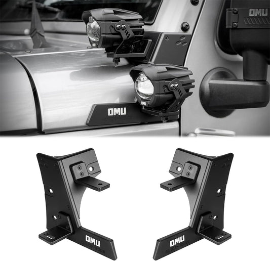 OMU Genesis Series A-Pillar Light Mounting System Compatible with 2017-2018 Jeep Wrangler JK Models, Auxiliary Light mounting Bracket