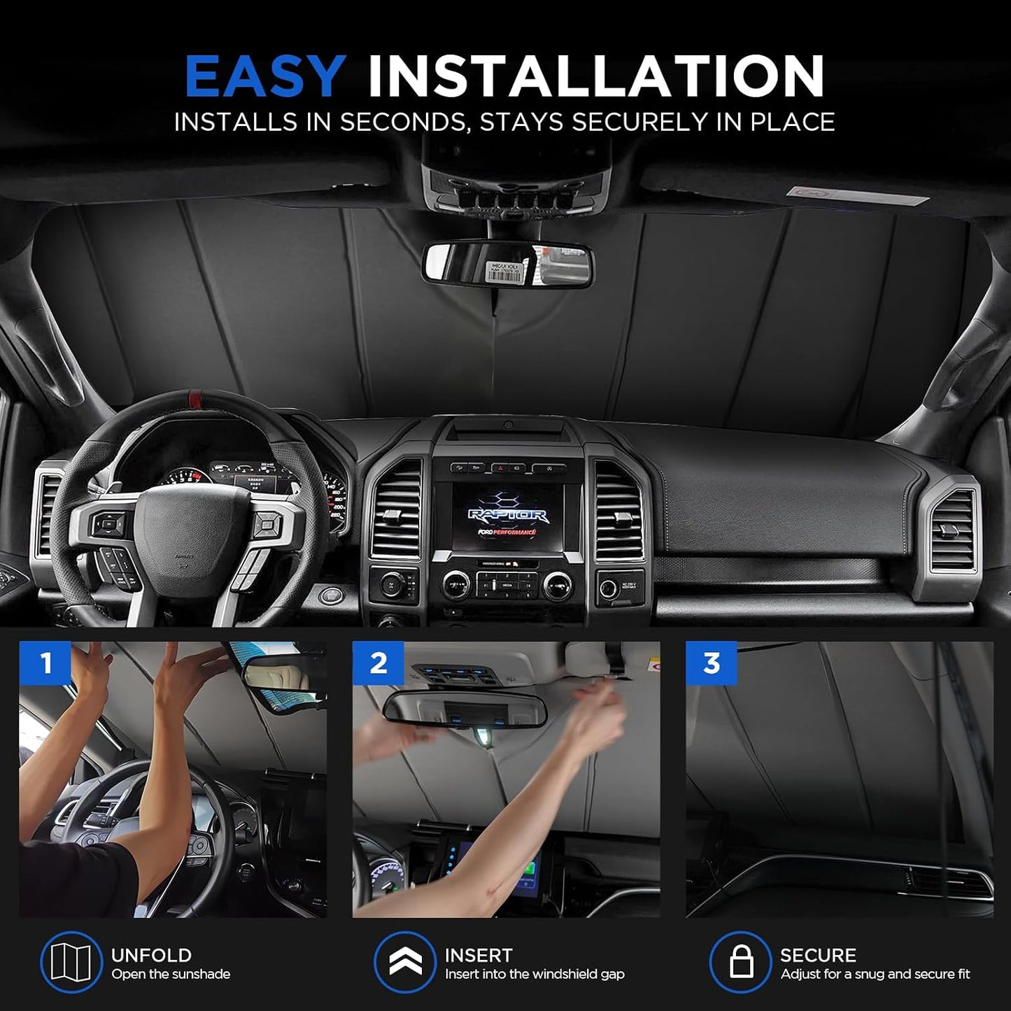 Maiker Windshield Sun Shade for Ford F150 2015-2020,UV & Heat Protector for Front Window