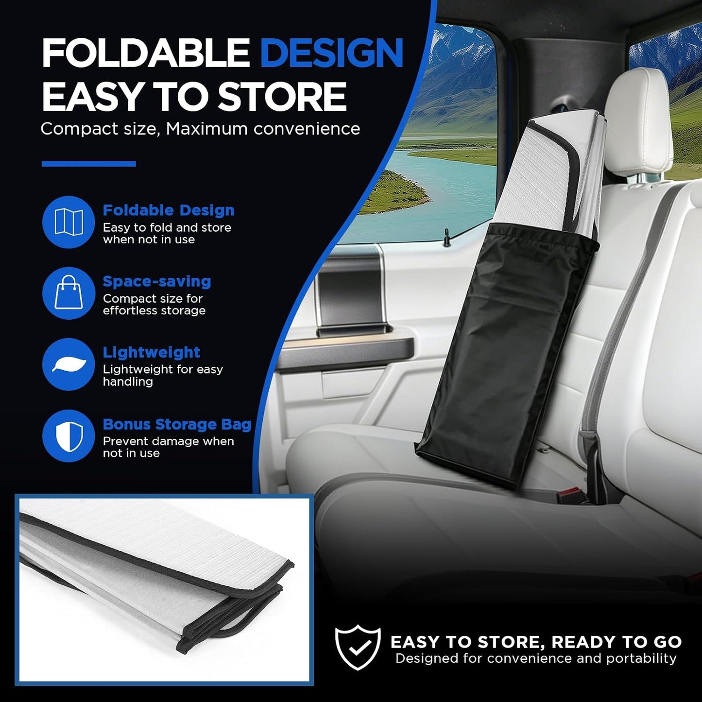 Maiker Windshield Sun Shade Compatible with Ford F150 2021-2026 Front Window Sunscreen Sunshade