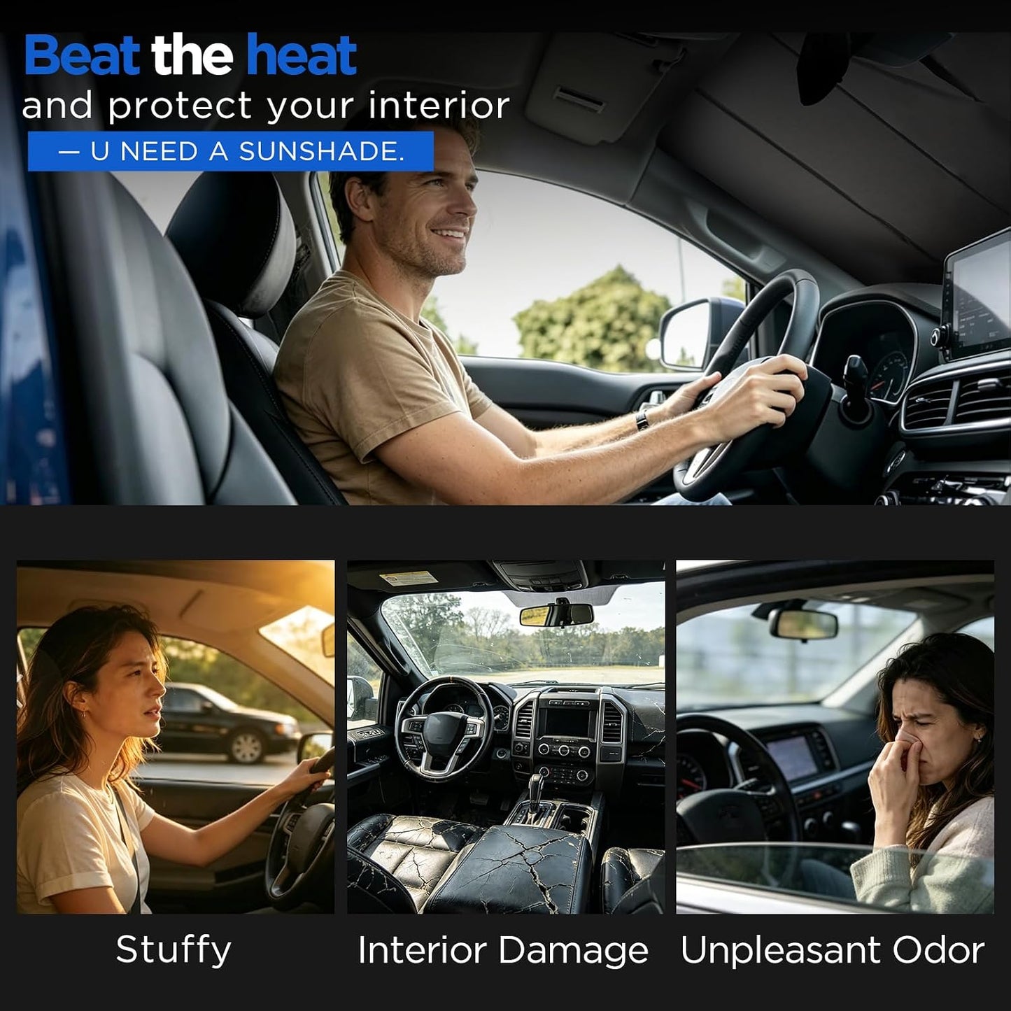 Maiker Windshield Sun Shade Compatible with Ford F150 2021-2026 Front Window Sunscreen Sunshade