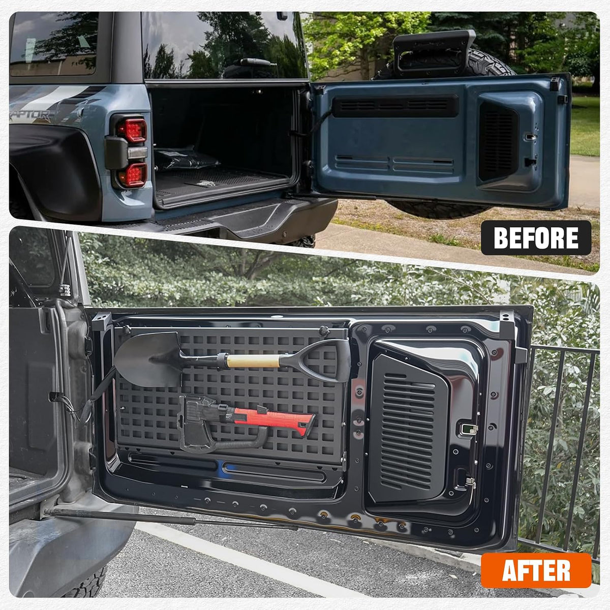 2-Tier Tailgate Table Molle Panel Foldable Cargo Shelf Storage Shelf for Ford Bronco For 2021-2025 2 & 4-Door Models(Not Fit Bronco Sport)