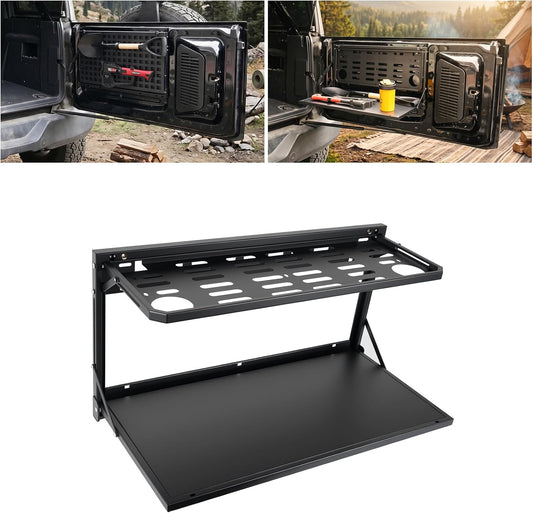 2-Tier Tailgate Table Molle Panel Foldable Cargo Shelf Storage Shelf for Ford Bronco For 2021-2025 2 & 4-Door Models(Not Fit Bronco Sport)