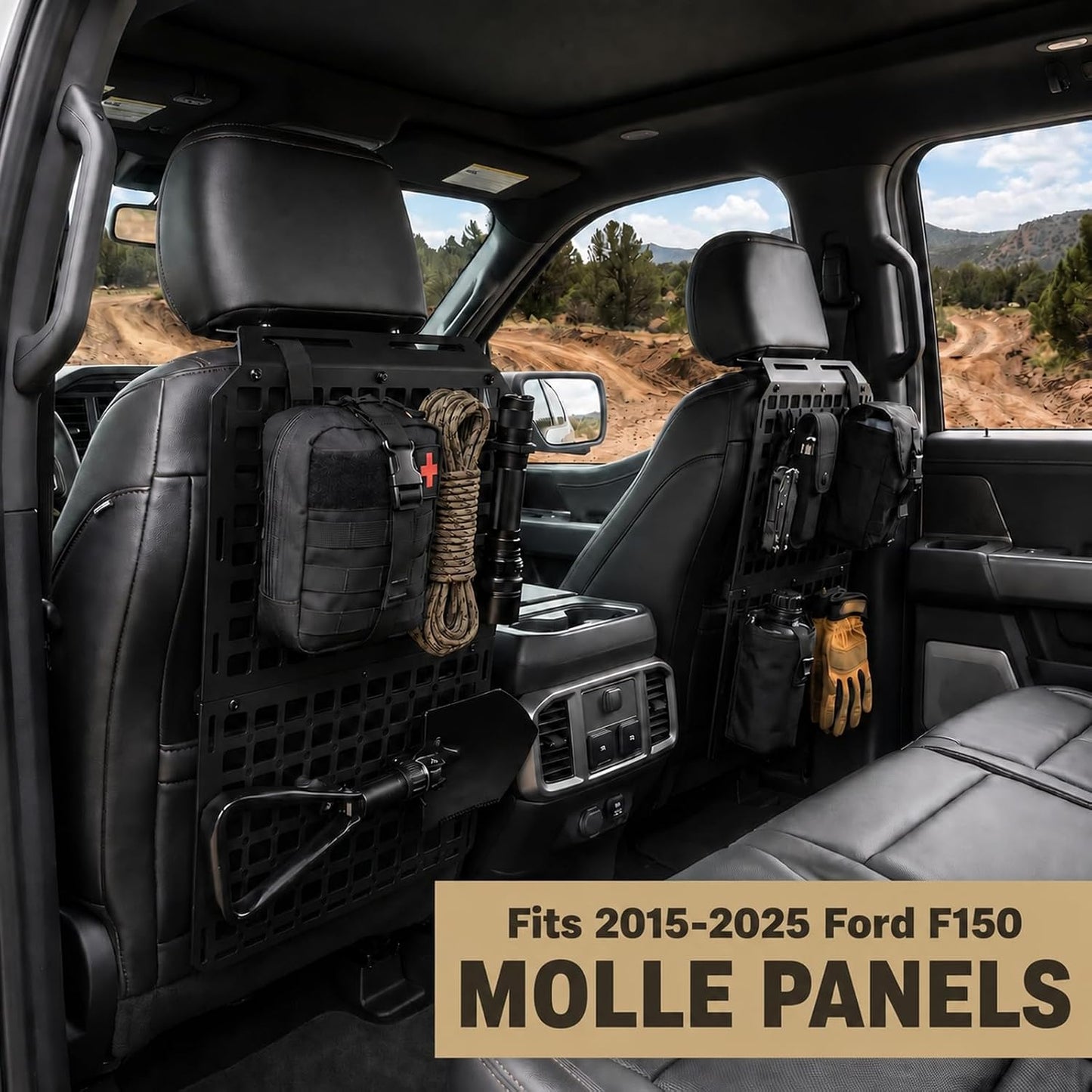 2pcs Seat Back Molle Panel Compatible with 2015-2026 Ford F-150 Accessories Seat Back Organizers