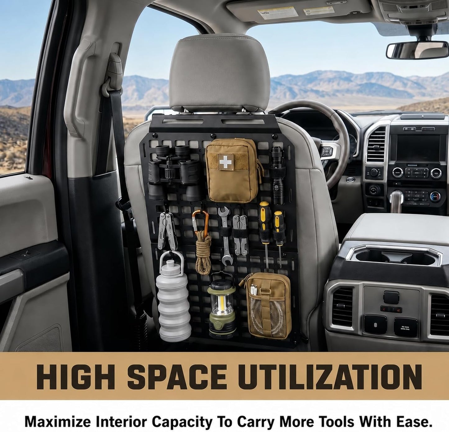 2pcs Seat Back Molle Panel Compatible with 2015-2026 Ford F-150 Accessories Seat Back Organizers