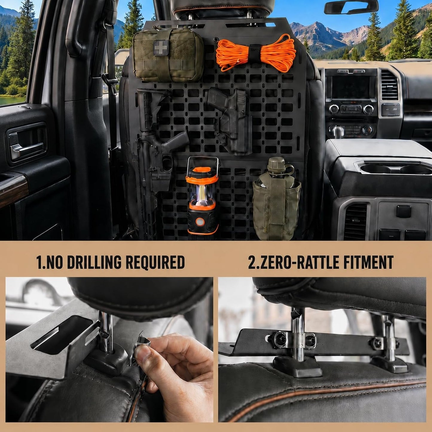 2pcs Seat Back Molle Panel Compatible with 2015-2026 Ford F-150 Accessories Seat Back Organizers