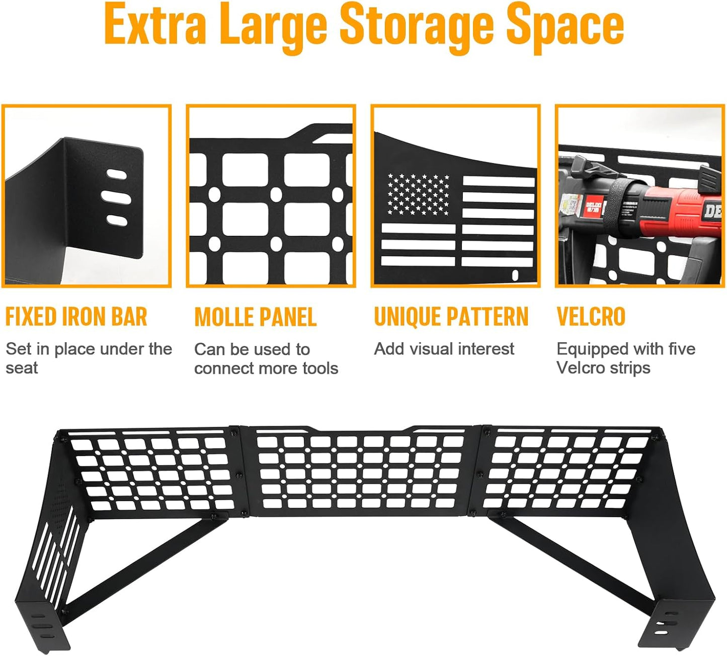 Maiker 2-in-1 Under Seat Storage Molle Panel For 2015-2026 Ford F150 SuperCrew Cab, Underseat Truck Rear Under Seat Storage Molle Panels Accessories