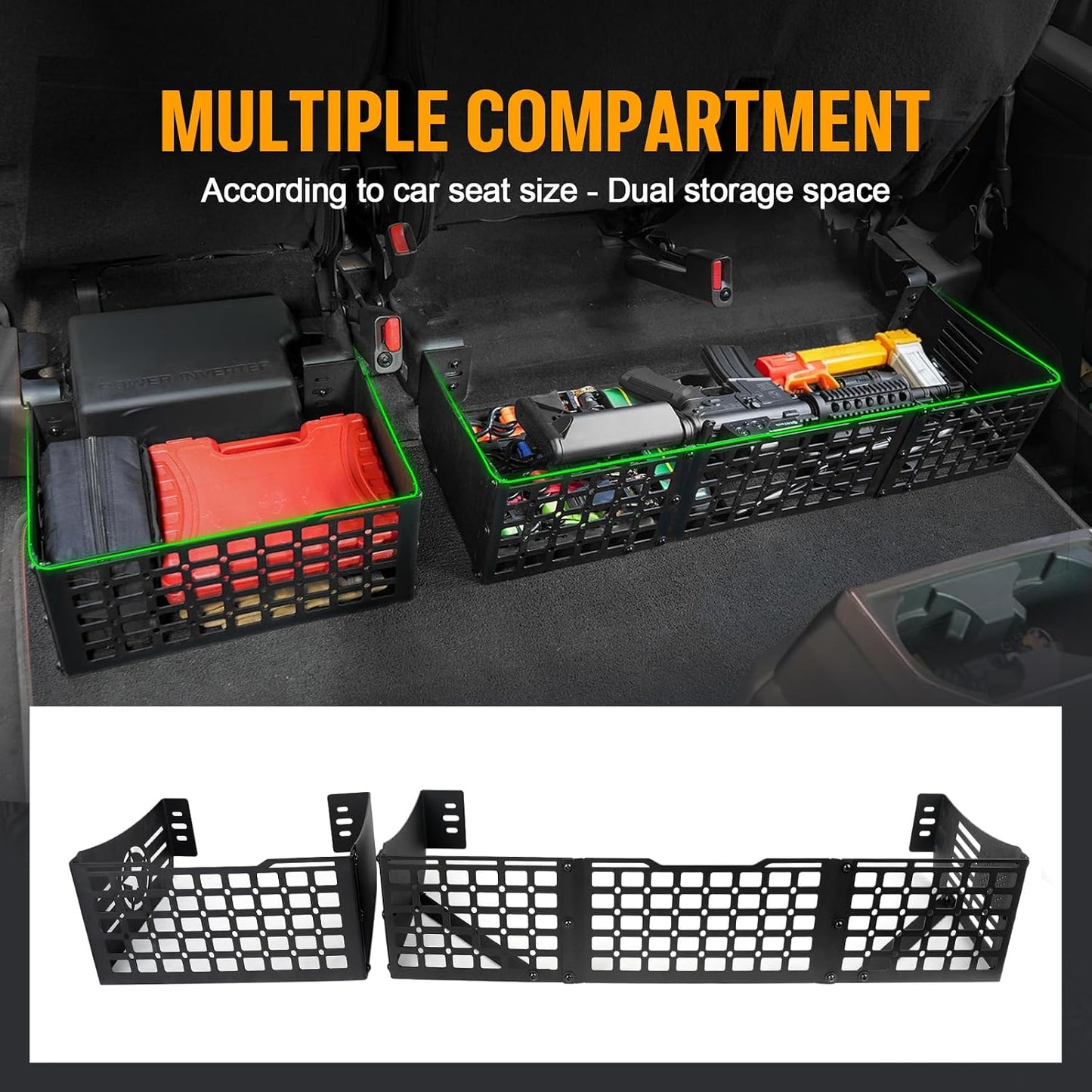 Maiker 2-in-1 Under Seat Storage Molle Panel For 2015-2026 Ford F150 SuperCrew Cab, Underseat Truck Rear Under Seat Storage Molle Panels Accessories