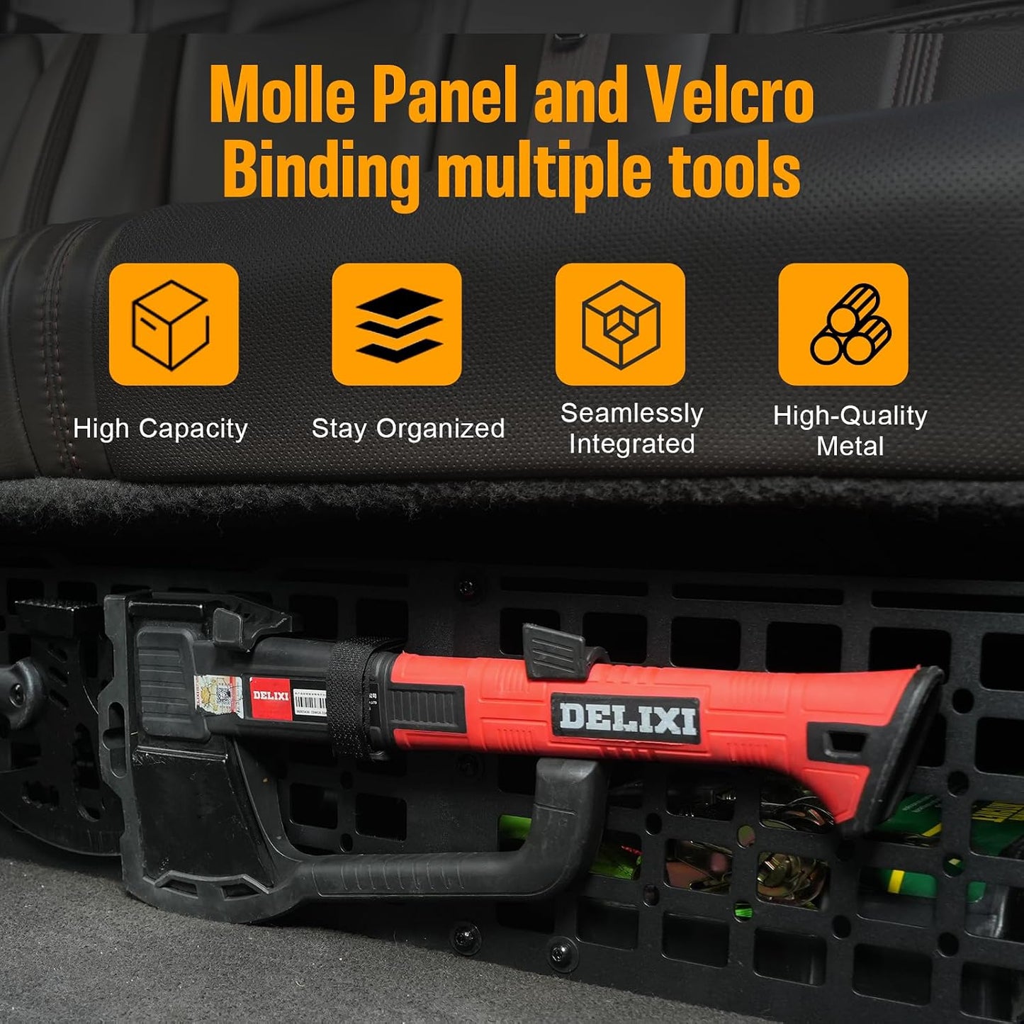 Maiker 2-in-1 Under Seat Storage Molle Panel For 2015-2026 Ford F150 SuperCrew Cab, Underseat Truck Rear Under Seat Storage Molle Panels Accessories