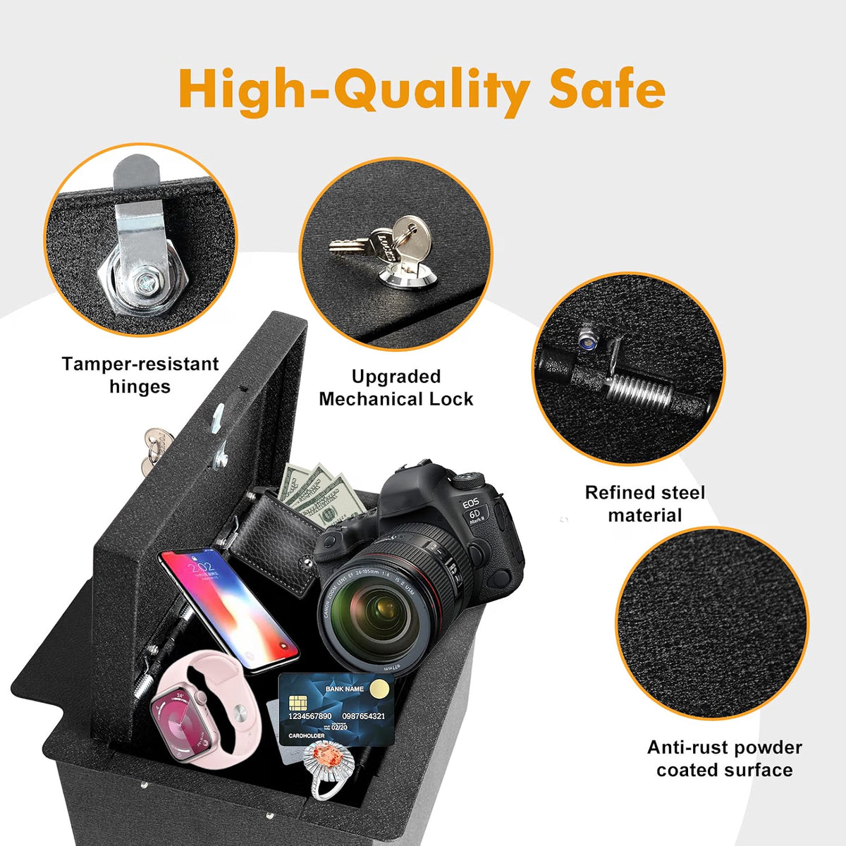 Safe Vault Lock Box Compatible with 2023-2026 Chevy Silverado 1500 Center Console Safe Organizer
