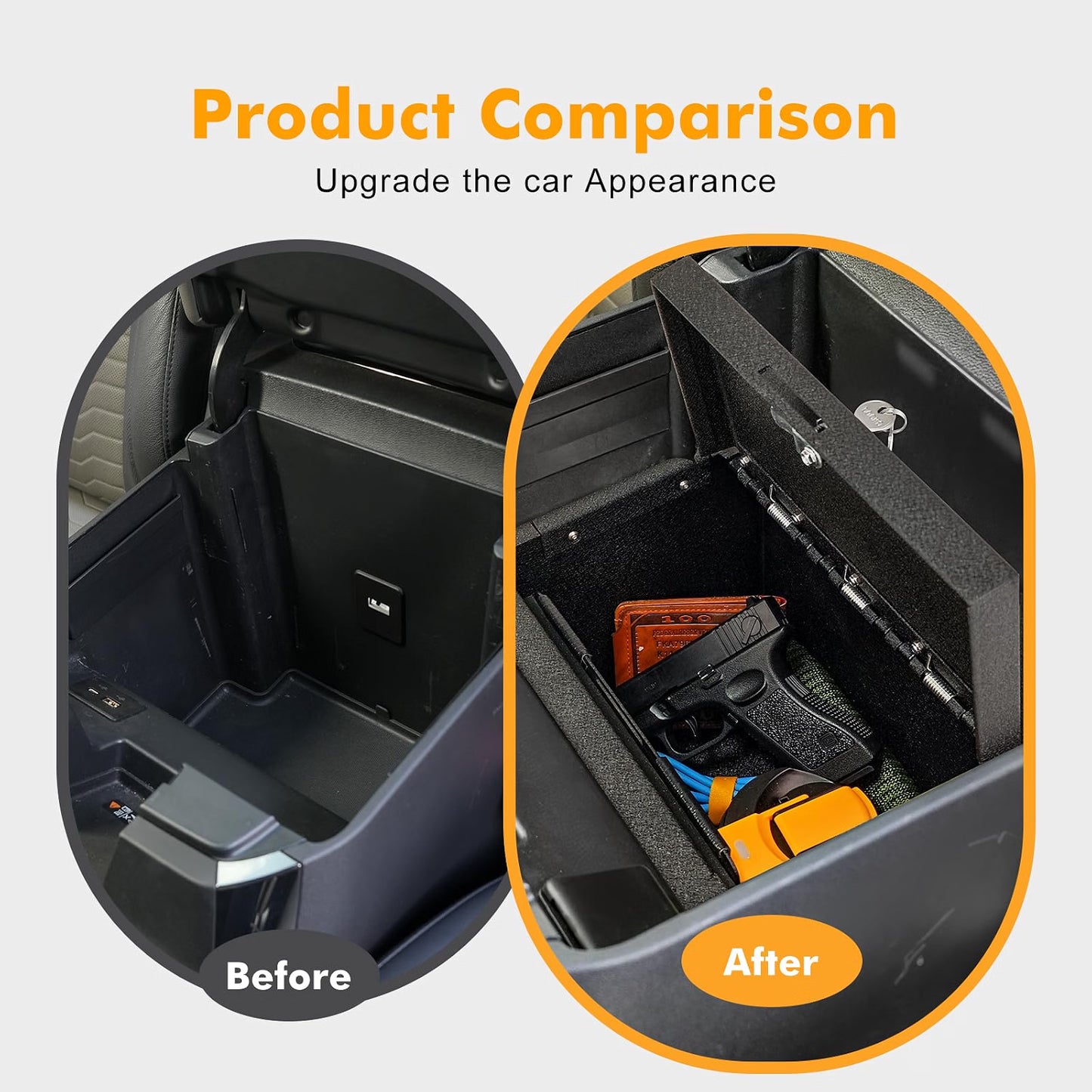 Safe Vault Lock Box Compatible with 2023-2026 Chevy Silverado 1500 Center Console Safe Organizer