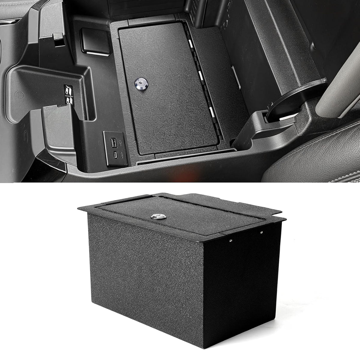 Safe Vault Lock Box Compatible with 2023-2026 Chevy Silverado 1500 Center Console Safe Organizer