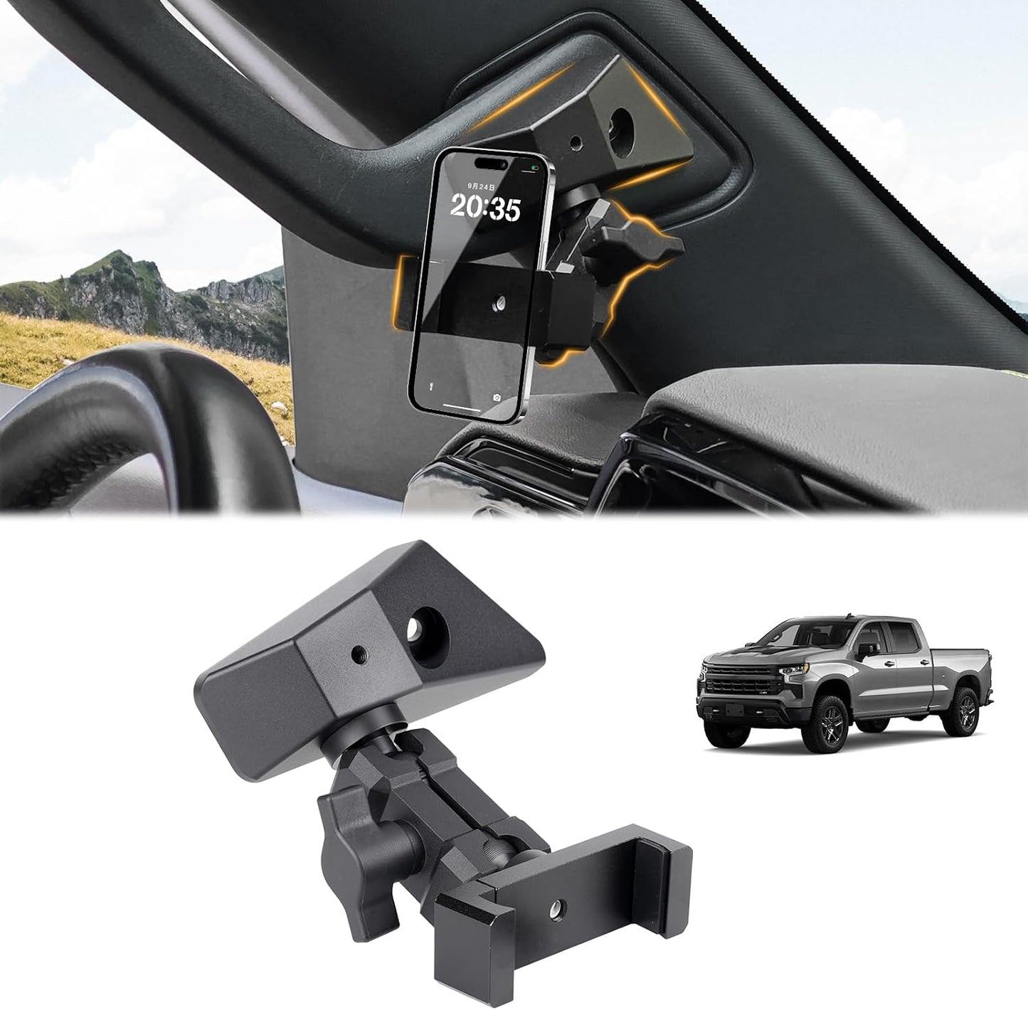 Dashboard Phone Holder Mount for 2023-2026 Chevy Silverado & Gmc Sierra 1500 Accessories