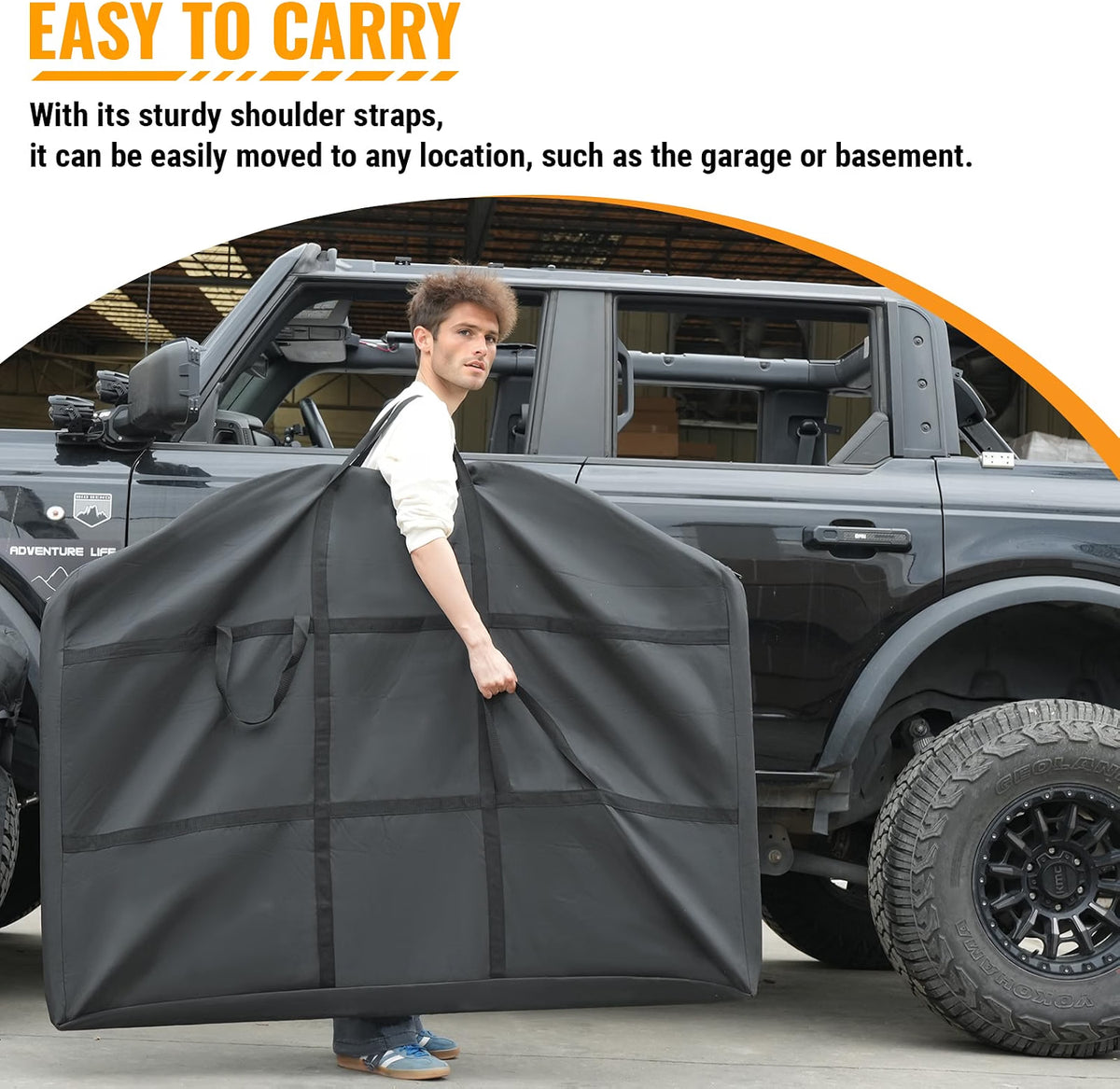 MAIKER Freedom Panel Hard Top Storage Bag with Handle Fit Rear Top Compatible with 2021-2026 Ford Bronco 4 Doors, Car Top Panel Protector Bag, 600D Oxford Fabric, Waterproof