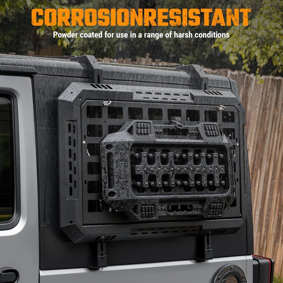 Multifunctional Rear Window Storage Table Molle Panel Flank Kit for 2007-2018 Jeep Wrangler JK 4 Doors Foldable Rear Window Shelf