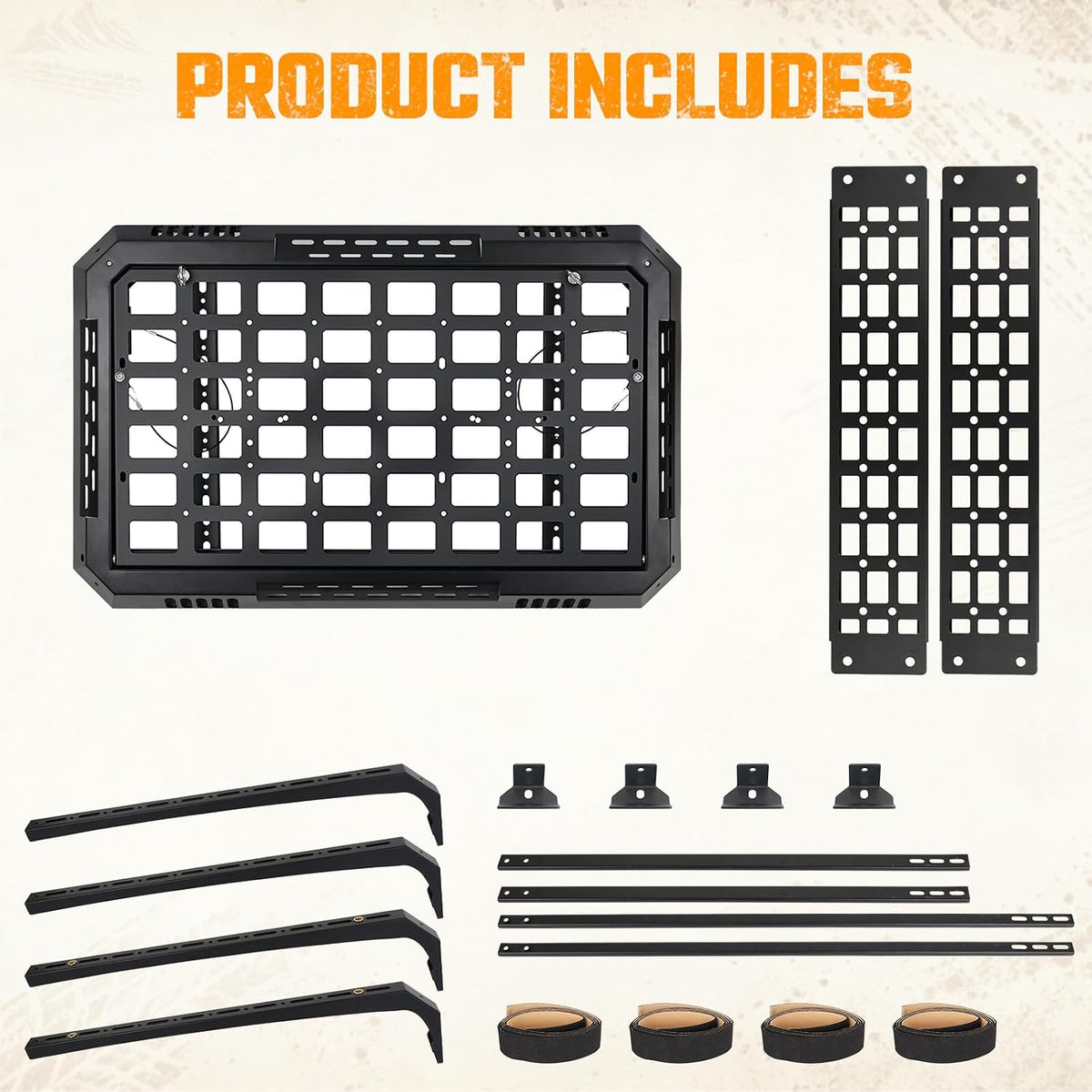 Multifunctional Rear Window Storage Table Molle Panel Flank Kit for 2007-2018 Jeep Wrangler JK 4 Doors Foldable Rear Window Shelf
