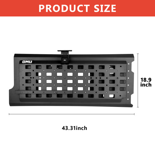 OMU Genesis Series Multi-Function Tailgate Expansion Panel For 2018+ Jeep Wrangler JL, Heavy-Duty Aluminum MOLLE Panel, No-Drill Installation, Off-Road Storage Organizer