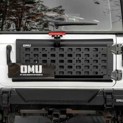 OMU Genesis Series Multi-Function Tailgate Expansion Panel For 2018+ Jeep Wrangler JL, Heavy-Duty Aluminum MOLLE Panel, No-Drill Installation, Off-Road Storage Organizer