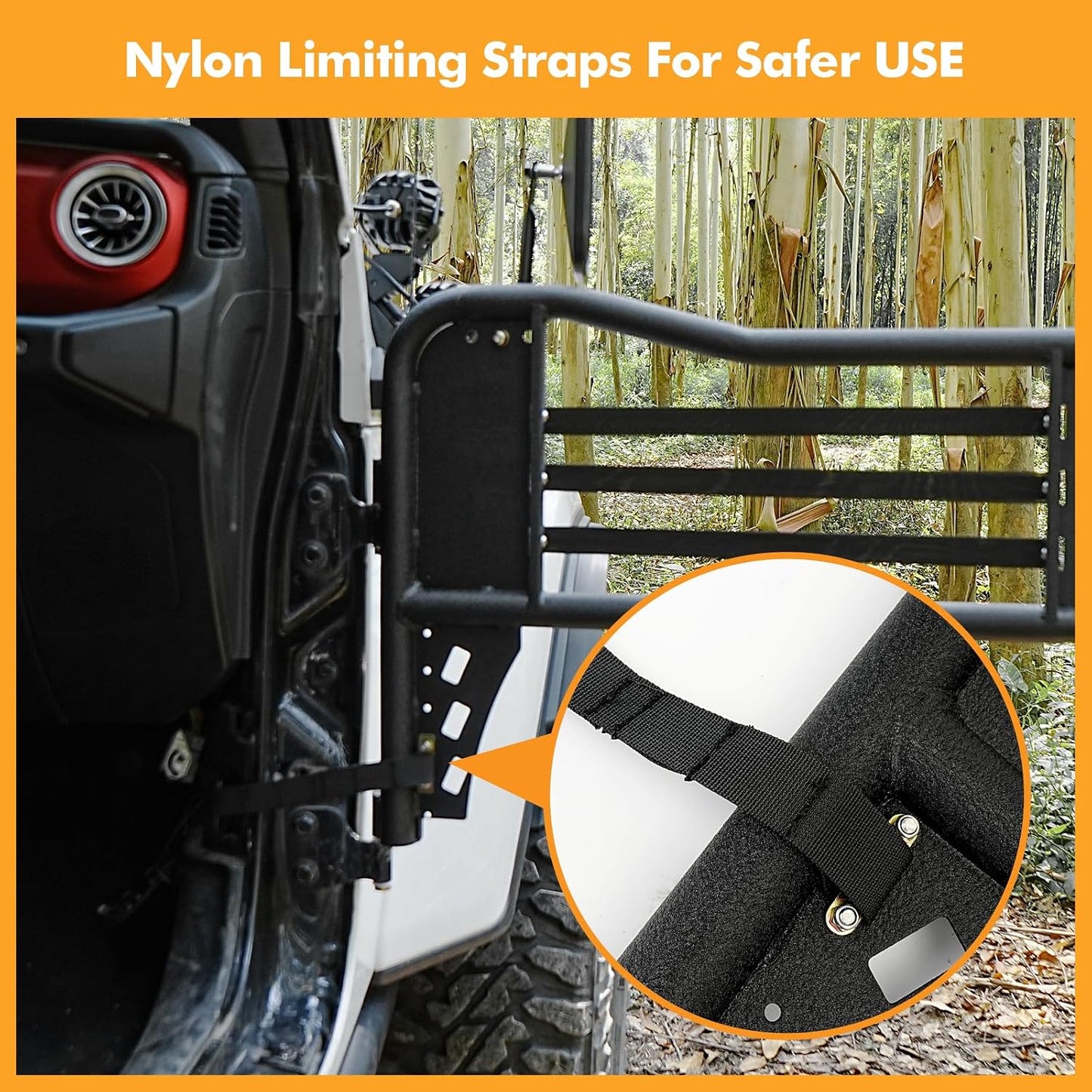 Steel Tubular Half Doors with Side View Mirrors Compatible with 2018-2025 Jeep JL JLU & Gladiator JT 4-Door, US Flag Style, Heavy-Duty Off-Road Doors, Textured Black Powder Coated
