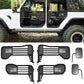 Steel Tubular Half Doors with Side View Mirrors Compatible with 2018-2025 Jeep JL JLU & Gladiator JT 4-Door, US Flag Style, Heavy-Duty Off-Road Doors, Textured Black Powder Coated